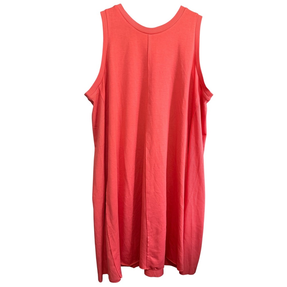 Mudpie Women's Casual Tank Dress Sleeveless Coral Pink Knit Lightweight Size L‎